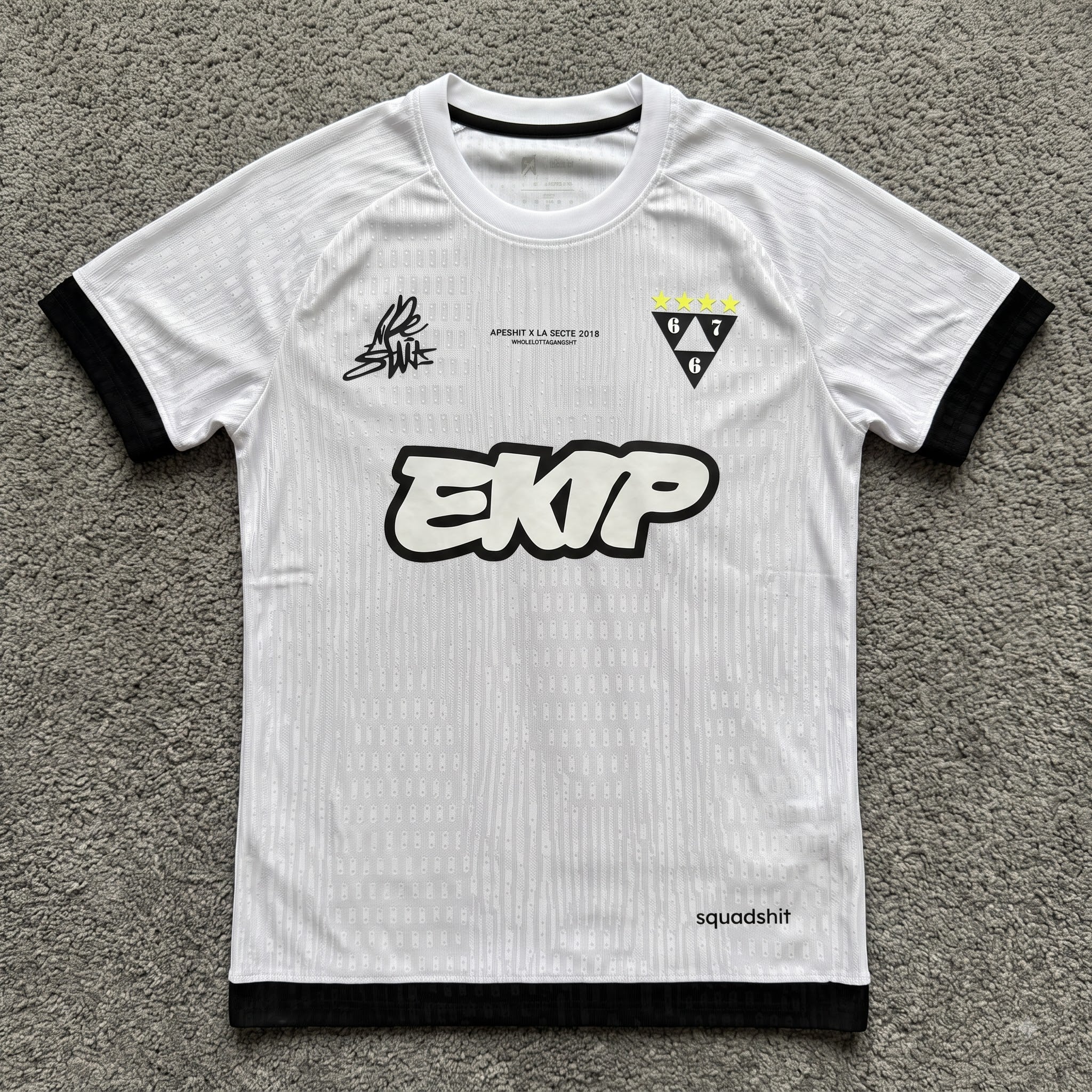 Ekip White Soccer Jersey 202526– Apeshit x La Secte 2018 Collaboration Shirt