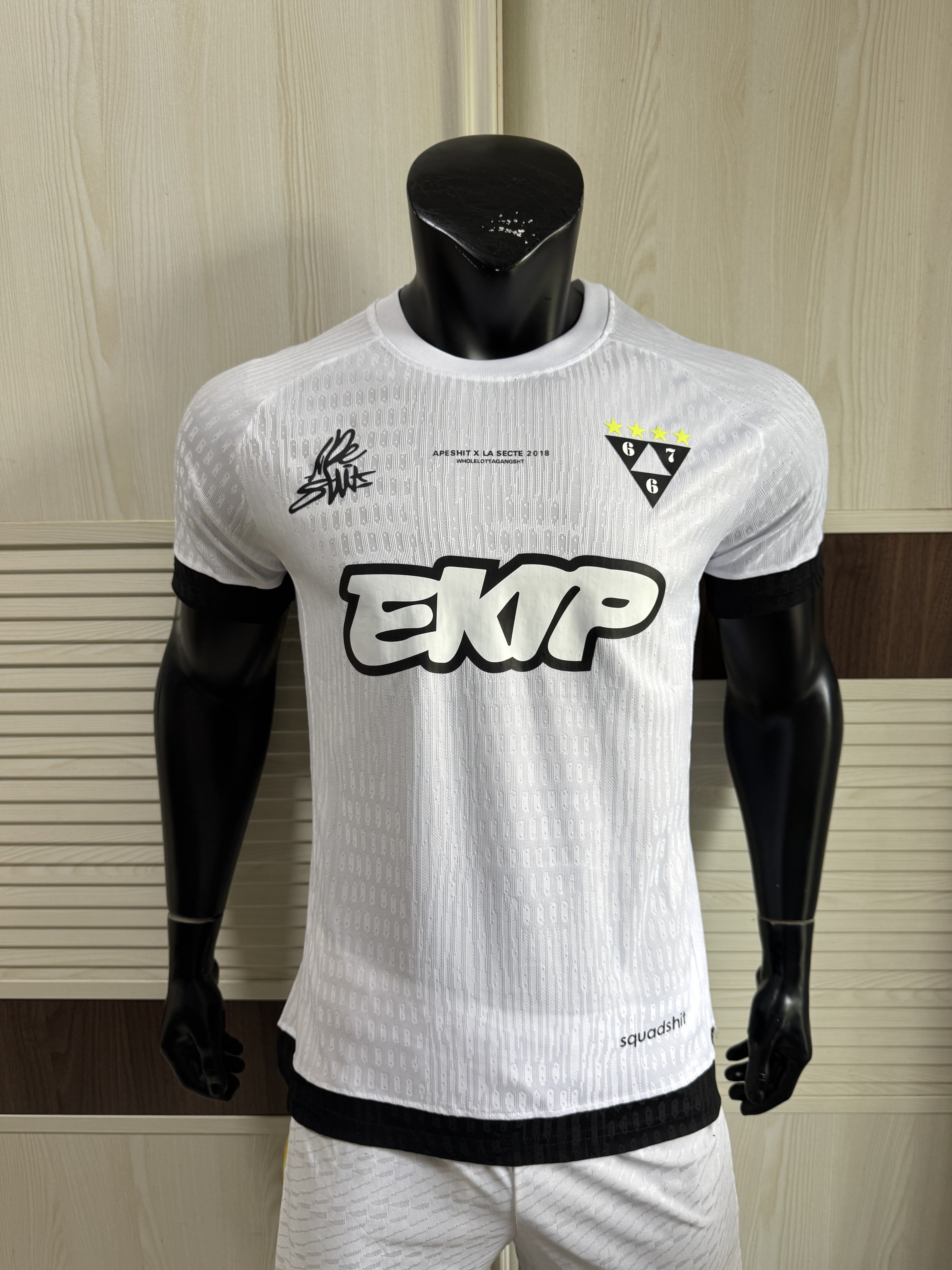 Ekip White Soccer Jersey 202526– Apeshit x La Secte 2018 Collaboration Shirt