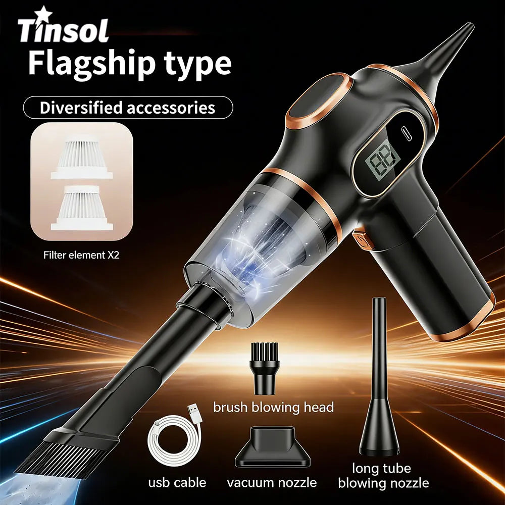 TINSOL Wireless Vacuum Cleaner Dual Use for Home and Car High Power Home Appliance With display Screen Carpet Sofa Car Cleaner